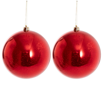 Large Hanging Baubles Pack 2 Mercury Red (20cmD)