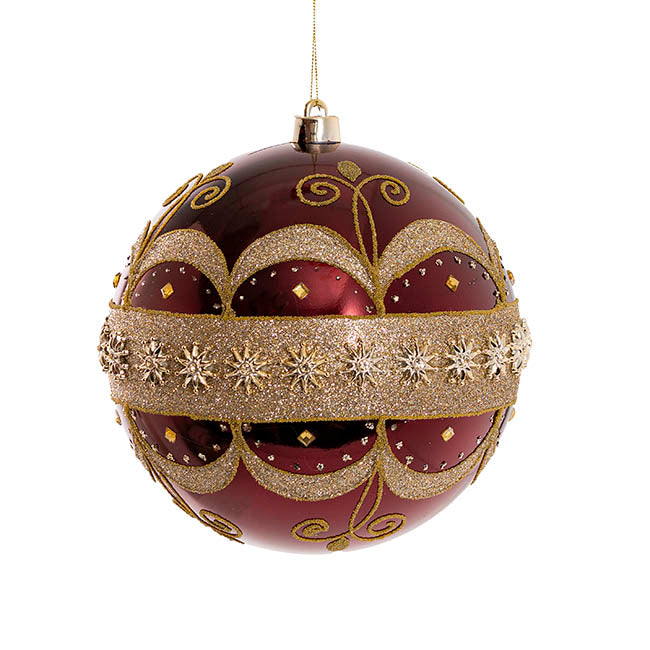 Large Decorative Hanging Bauble Burgundy (20cmD)