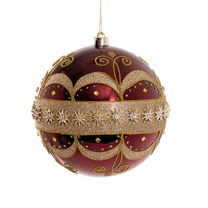 Large Decorative Hanging Bauble Burgundy (20cmD)