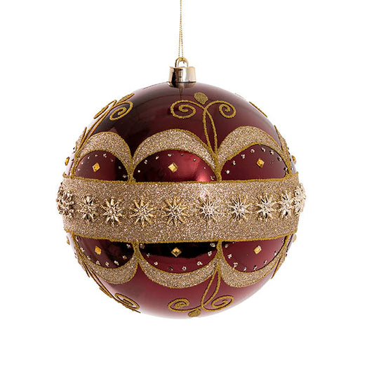 Large Decorative Hanging Bauble Burgundy (20cmD)