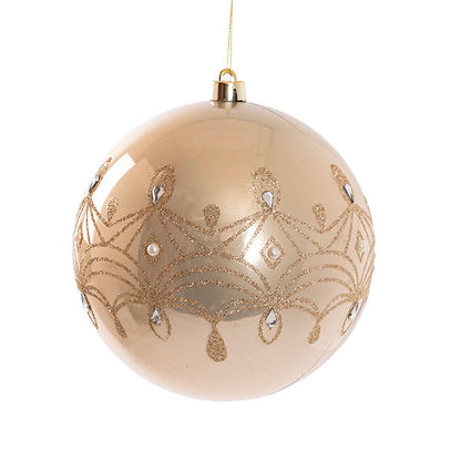 Decorative Hanging Bauble Pearl Champagne (20cmD)