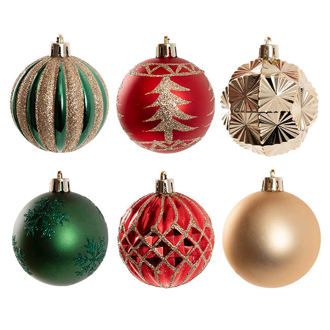 Assorted Decorative Baubles Set 36 Multi (6cmD)