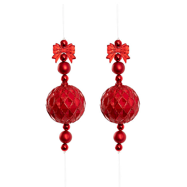 Hanging Bauble Garland Pack 2 Red (16.5cmH)