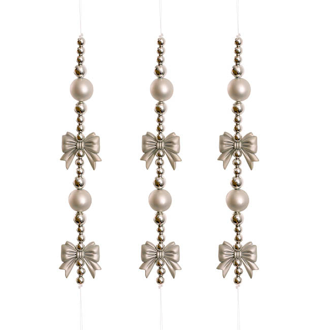 Hanging Bauble Bow Garland Pack 2 Ice Champagne (21cmH)