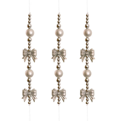 Hanging Bauble Bow Garland Pack 2 Ice Champagne (21cmH)