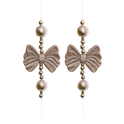 Hanging Bow Garland Pack 2 Ice Champagne (19cmH)