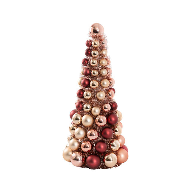 Decorative Bauble Table Tree Burgundy (22x46cmH)