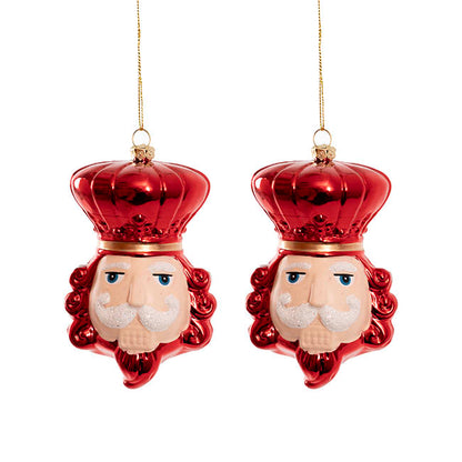 Hanging Nutcracker Head Pack 2 Red (7x12cmH)