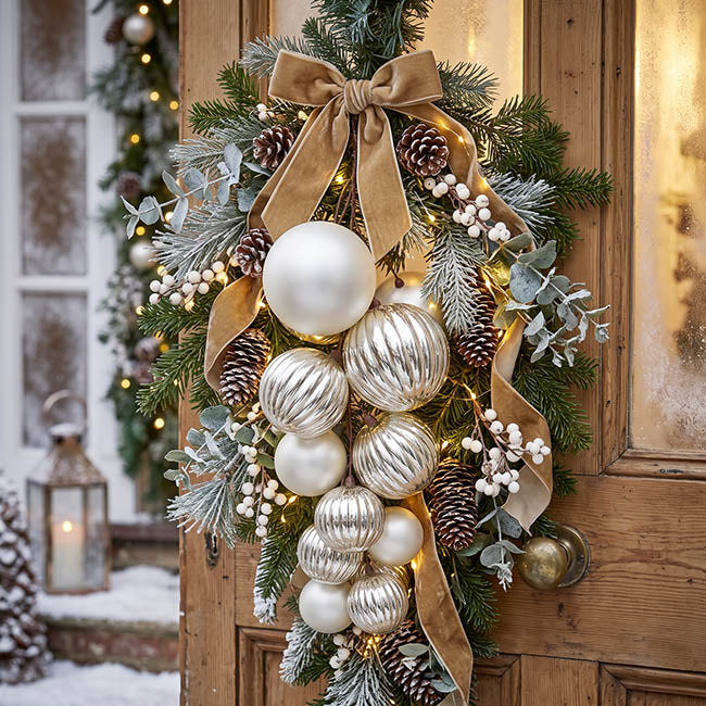 Bauble Cluster Garland Ice Champagne (52cmH)