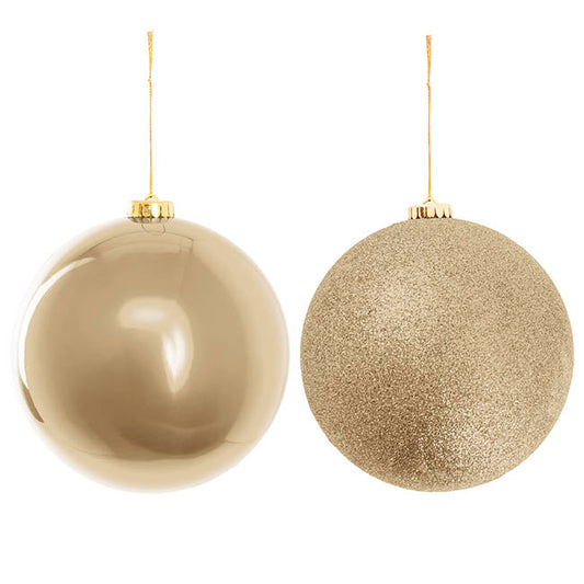 Assorted Hanging Baubles Set 2 Champagne (20cmD)