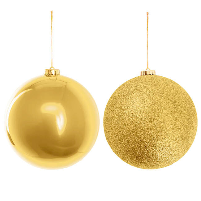 Assorted Hanging Baubles Set 2 Gold (20cmD)