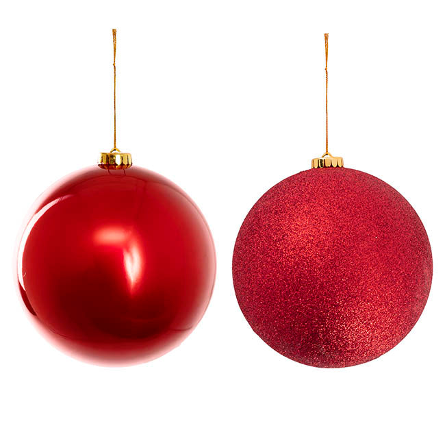 Assorted Hanging Baubles Set 2 Red (20cmD)