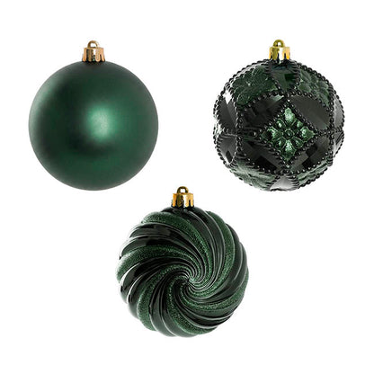 Assorted Hanging Baubles Set 6 Dark Green (10cmD)