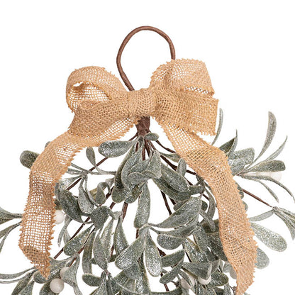 Mistletoe Teardrop Swag Glitter Green Grey (50cmH)