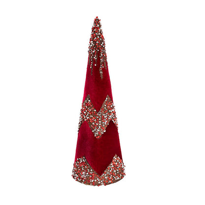 Jeweled Cone Table Top Tree Burgundy (13x42cmH)
