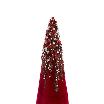 Jeweled Cone Table Top Tree Burgundy (13x42cmH)