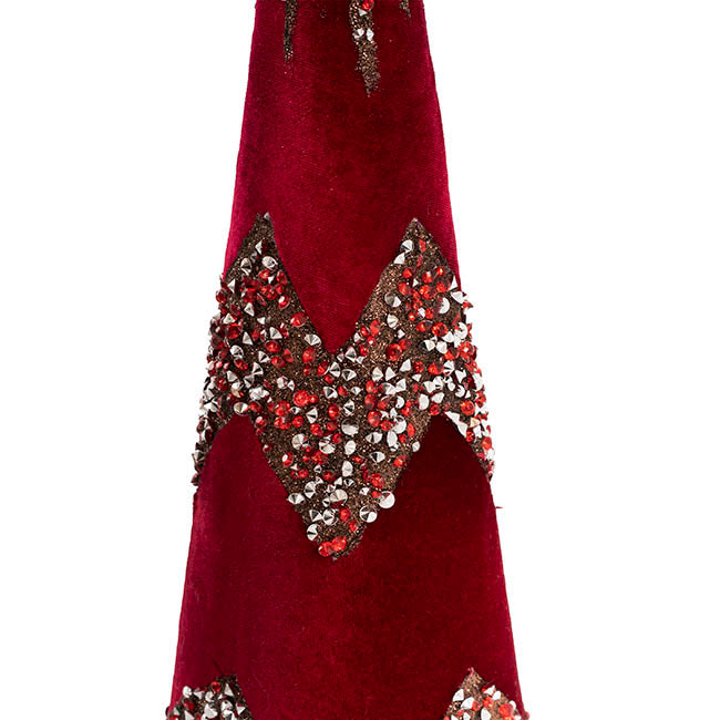 Jeweled Cone Table Top Tree Burgundy (13x42cmH)