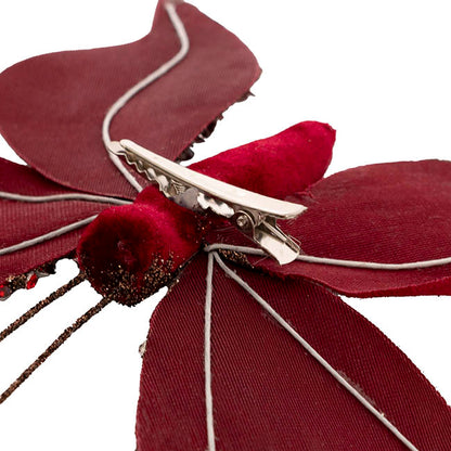 Jeweled Butterfly Clip Velvet Burgundy (16x22cm)