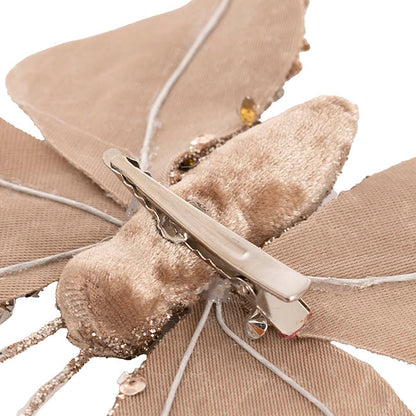 Jeweled Butterfly Clip Velvet Champagne (16x22cm)