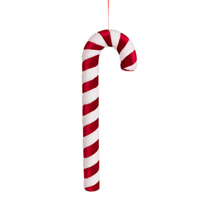 Jumbo Hanging Candy Cane Velvet Red & White (20x7x60cmH)