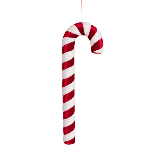 Jumbo Hanging Candy Cane Velvet Red & White (20x7x60cmH)