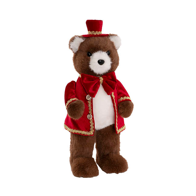 Standing Christmas Bear w Hat Brown (16x15x38cmH)
