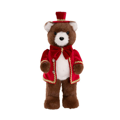 Standing Christmas Bear w Hat Brown (16x15x38cmH)