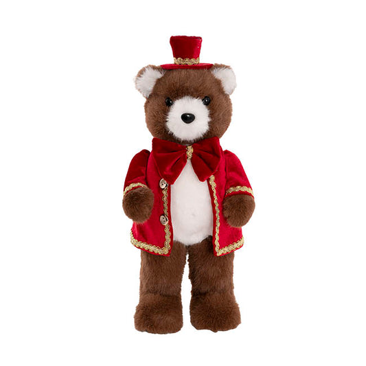 Standing Christmas Bear w Hat Brown (16x15x38cmH)