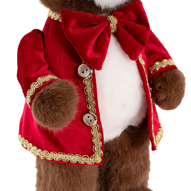 Standing Christmas Bear w Hat Brown (16x15x38cmH)