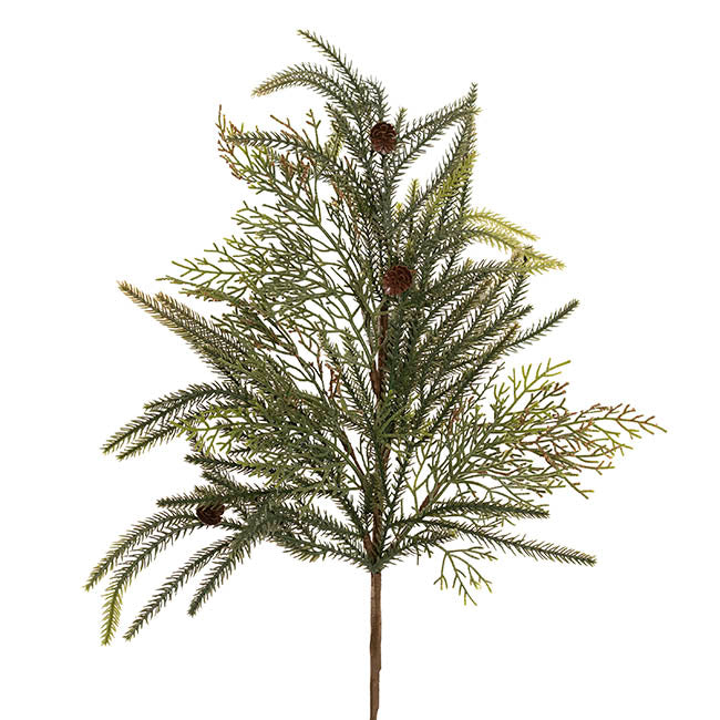 Artificial Pine & Pinecone Spray Green (75cmH)