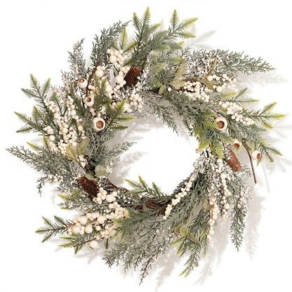 White Gumnut Berry Pine Wreath Green (55cmD)