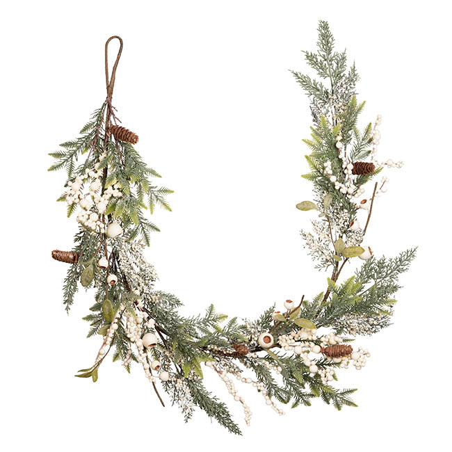 White Gumnut Berry Pine Garland Green (150cmL)