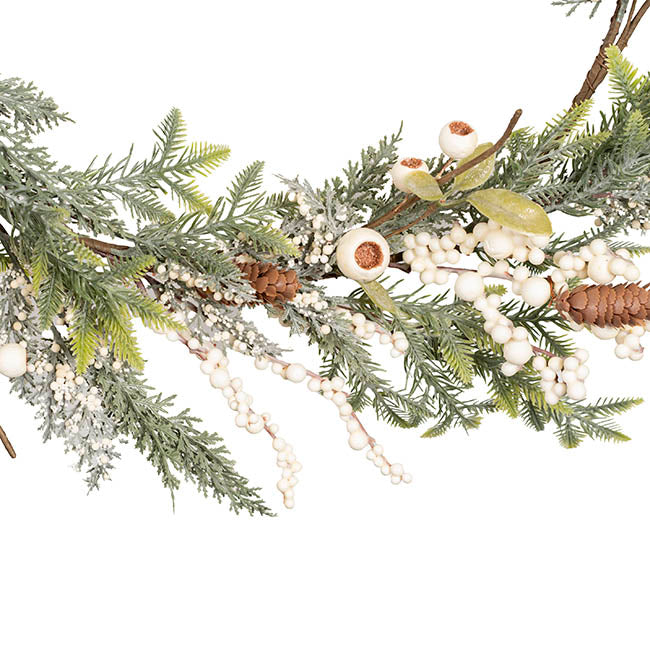 White Gumnut Berry Pine Garland Green (150cmL)