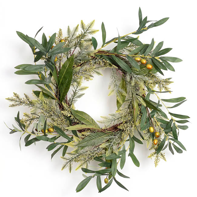 Mixed Pine & Olive Wreath Green (50cmD)