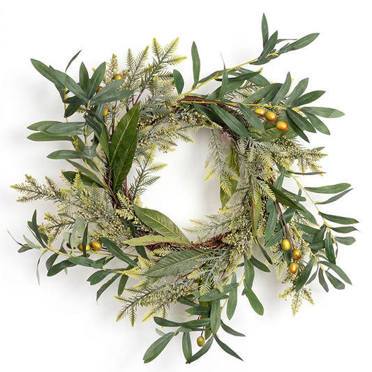 Mixed Pine & Olive Wreath Green (50cmD)
