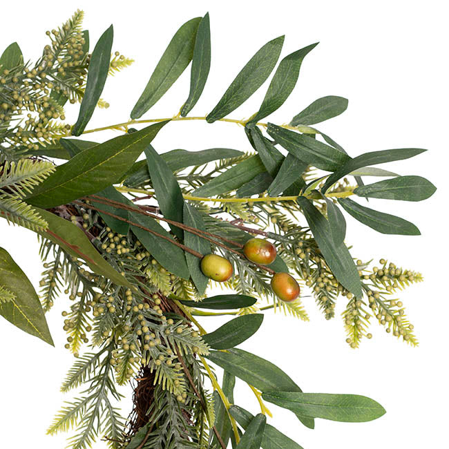 Mixed Pine & Olive Wreath Green (50cmD)