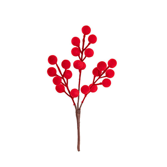 Flocked Berry Picks Pack 6 Red (24cmH)