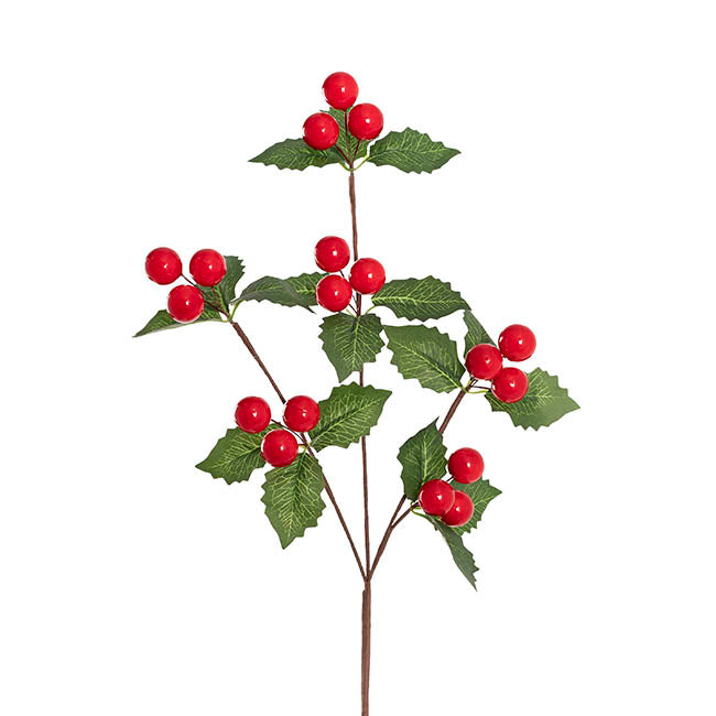 Christmas Holly Spray Red (56cmH)
