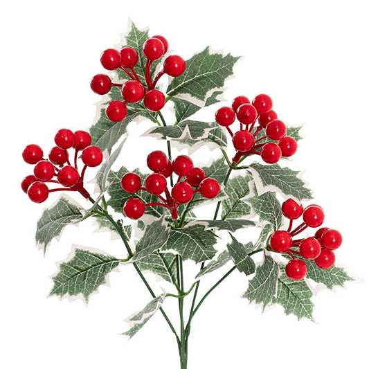 Berry Spray w Varigated Leaves Red (38cmH)