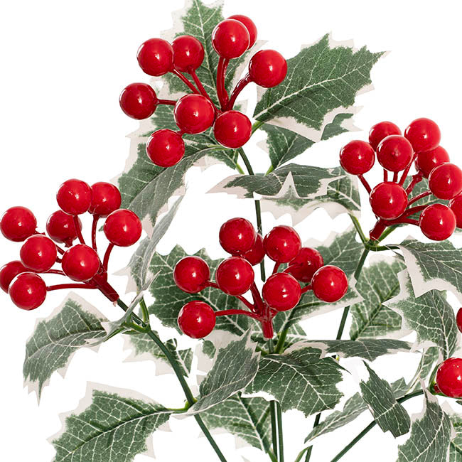 Berry Spray w Varigated Leaves Red (38cmH)