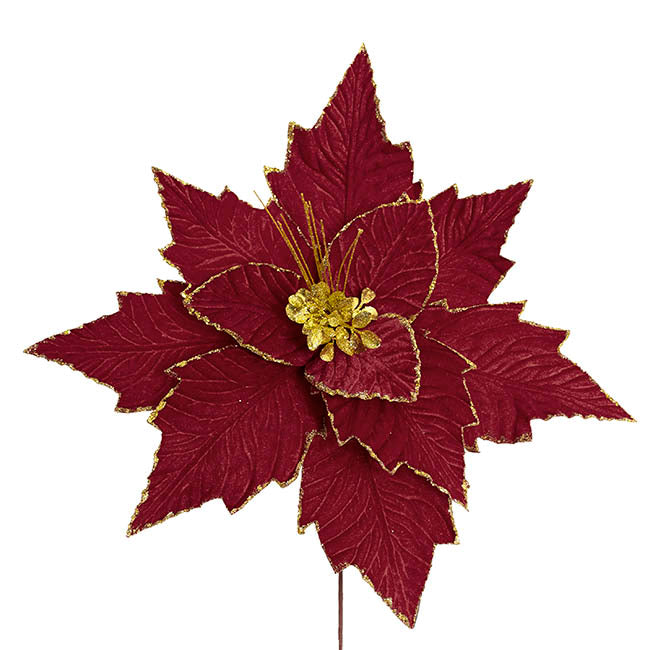 Elegant Poinsettia Stem Burgundy (45cmDx30cmH)