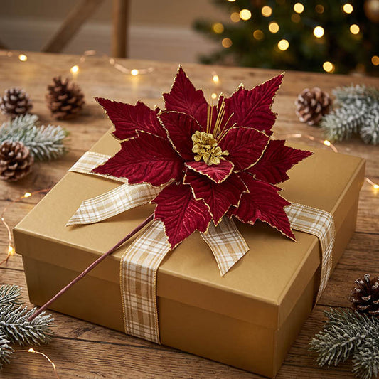 Elegant Poinsettia Stem Burgundy (45cmDx30cmH)