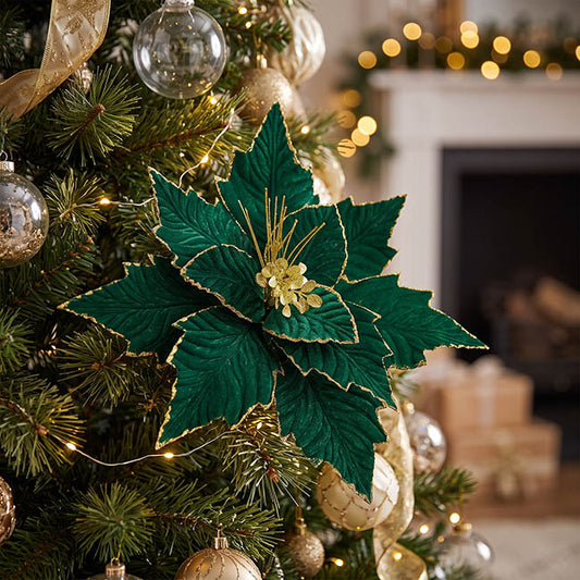 Elegant Poinsettia Stem Dark Green (45cmDx30cmH)