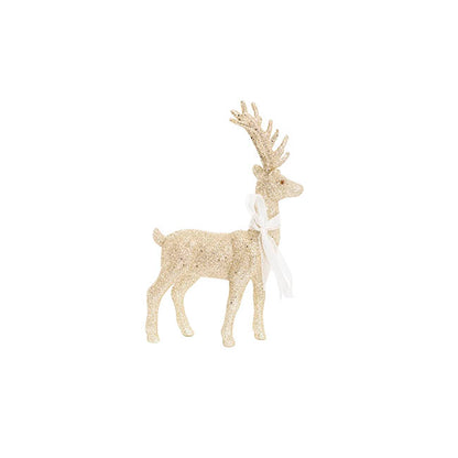 Standing Glitter Reindeer w Ribbon Champagne (29cmH)