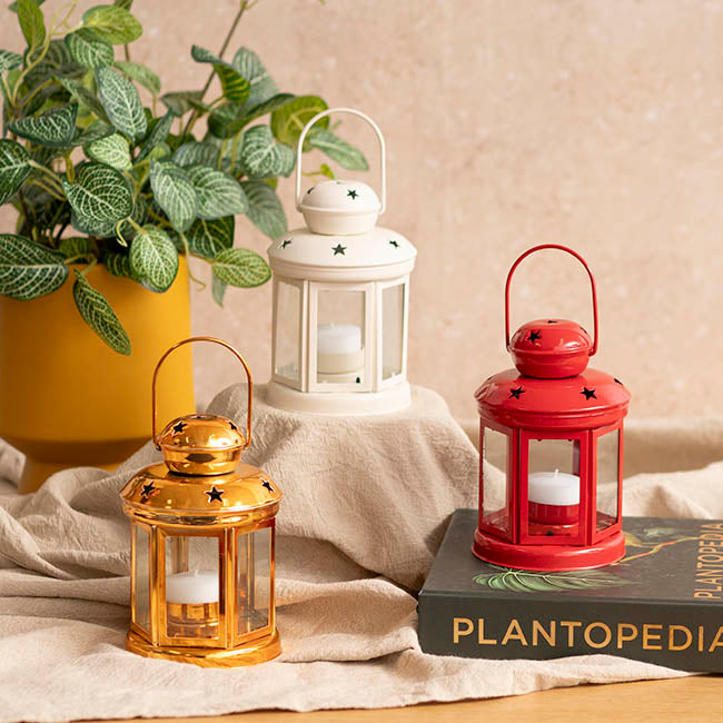 Twilight Metal Hanging Lantern Red (10x15cmH)