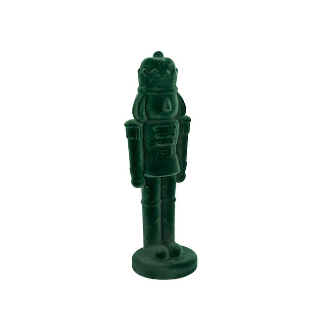 Standing Flocked Nutcracker King Dark Green (52cmH)