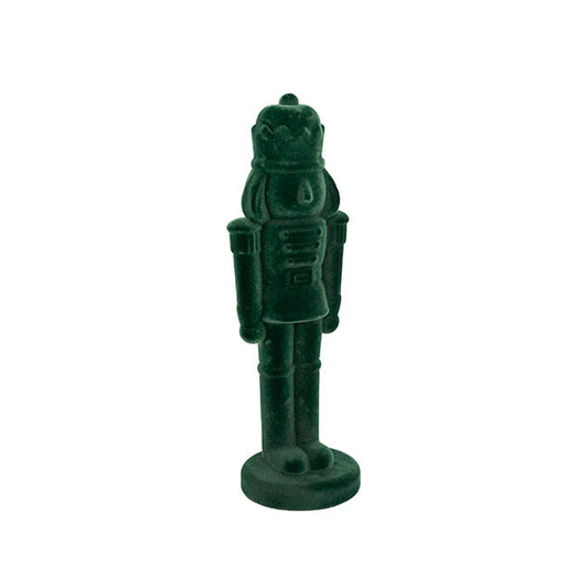 Standing Flocked Nutcracker King Dark Green (52cmH)