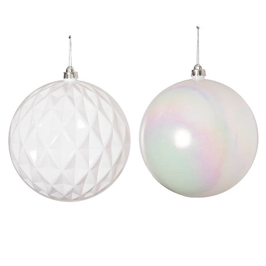 Giant Decorative Baubles Set 2 Iridescent White (20cmD)