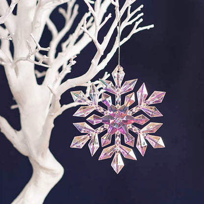 Hanging Acrylic Snowflakes Pack 2 Iridescent White (13cmD)