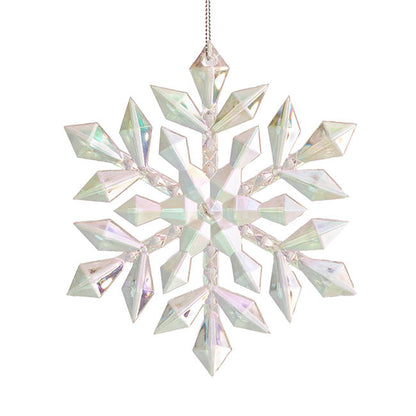 Hanging Acrylic Snowflakes Pack 2 Iridescent White (13cmD)